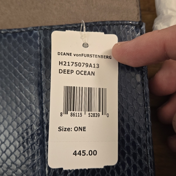 Diane von Furstenberg Women's Clutch Bag Faux Snakeskin Deep Ocean Blue Metallic - Picture 7 of 11